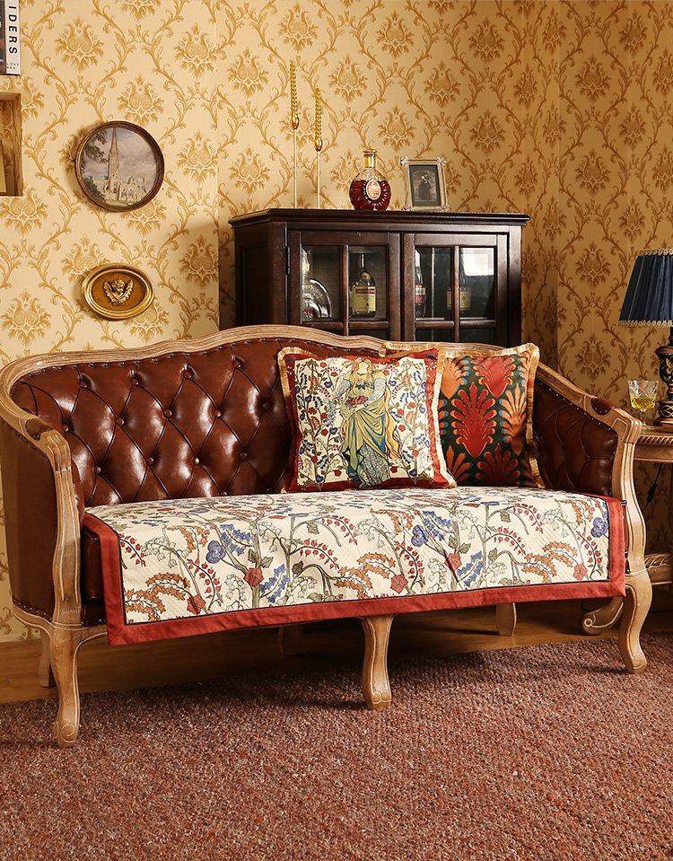 2022新款朴居美式沙发垫轻奢风欧式皮沙发套冬款防滑坐垫四季通用复古