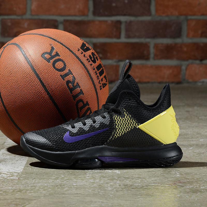 透气詹姆斯见证4代篮球鞋湖人黑金白紫实战气垫运动鞋球鞋实战战 黑黄