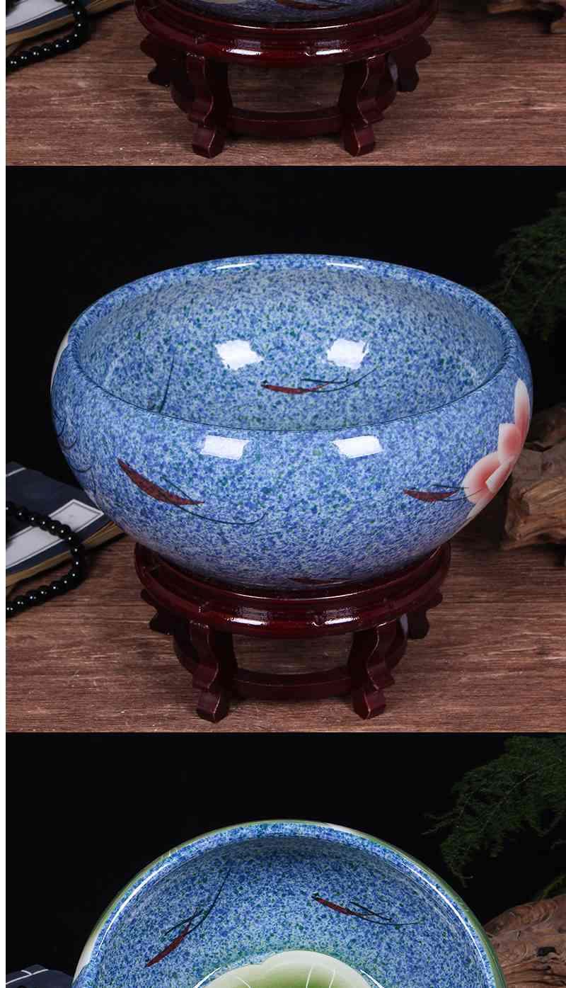苏购 陶瓷鱼缸大号养鱼盆荷花缸乌龟缸碗莲睡莲盆客厅风水金鱼缸d2