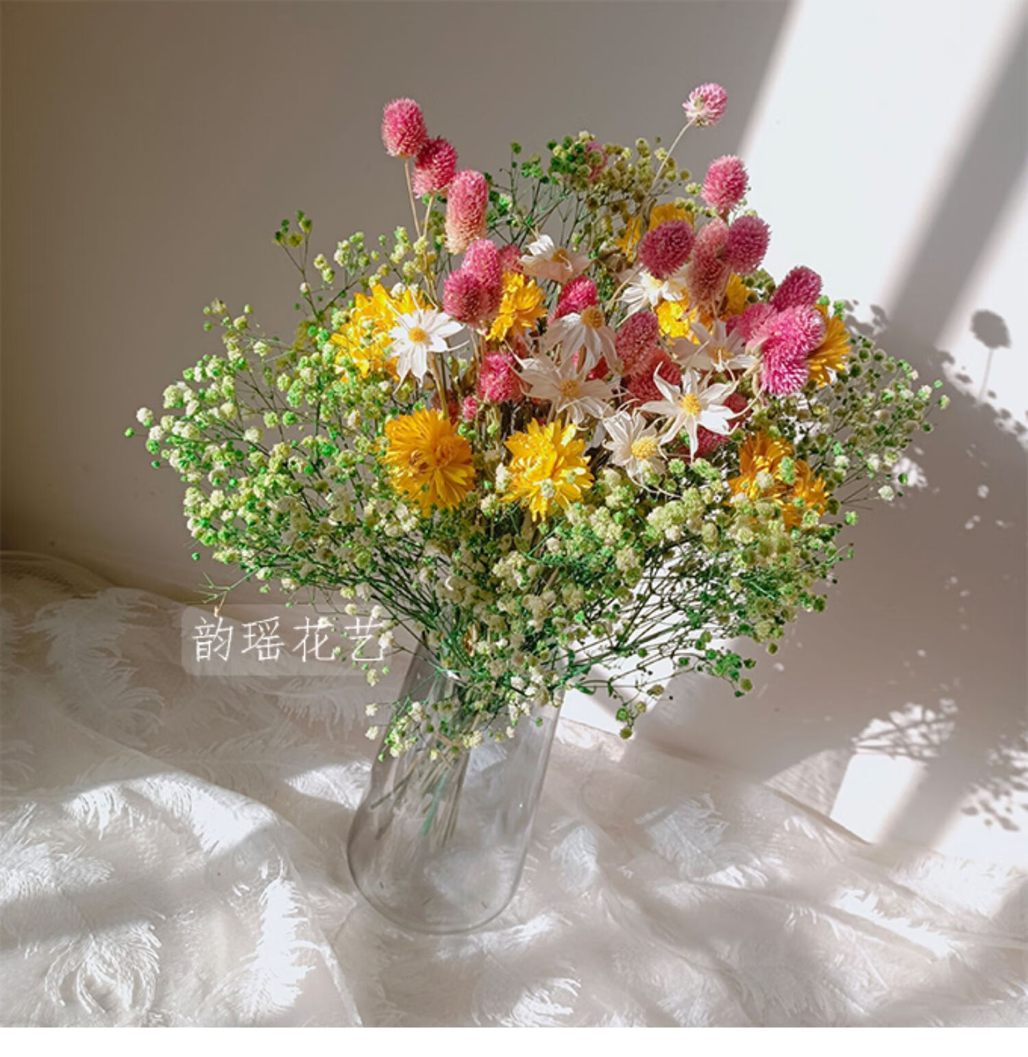 新品云南干花花束混搭永生花满天星银柳送礼居家插花花艺仲夏不含花瓶