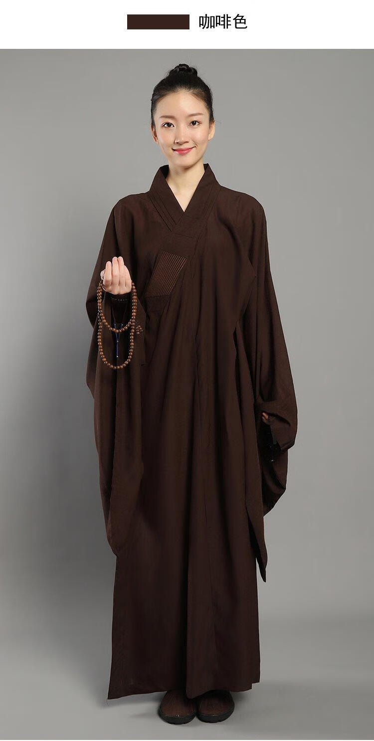 佛教佛堂法会麻纱僧服海青居士服女男款咖啡黑色僧衣海清普通麻纱黄色