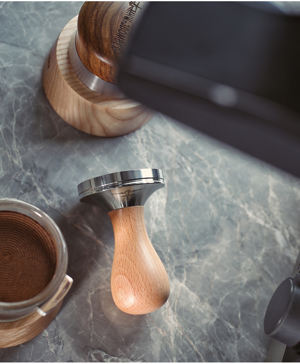 mhw-3bomber轰炸机意式咖啡机不锈钢粉锤 实木压粉锤