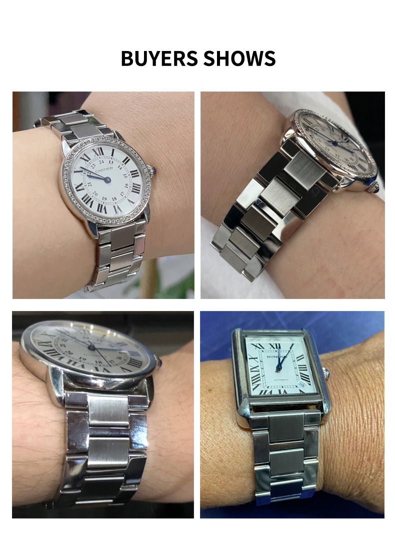 精钢表带适用于卡地亚cartier伦敦solo坦克tank钢带男女士20 23mm 钢