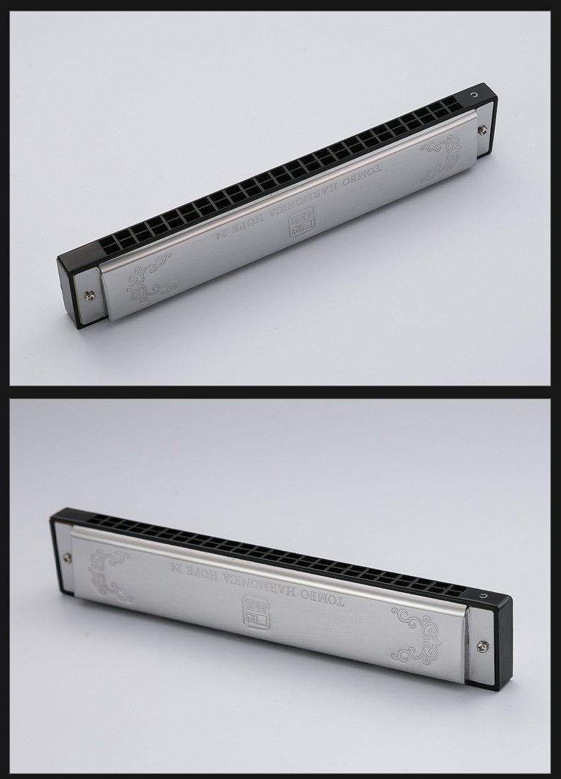 tombo日本通宝6624p纯音口琴24孔复音高档口琴初学儿童入门款 g调