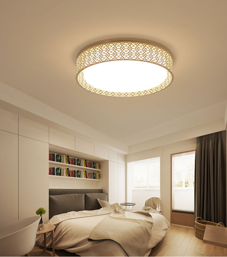 温馨卧室灯led吸顶灯客厅灯简约现代圆形餐厅灯厨卫过道阳台灯具 藕色