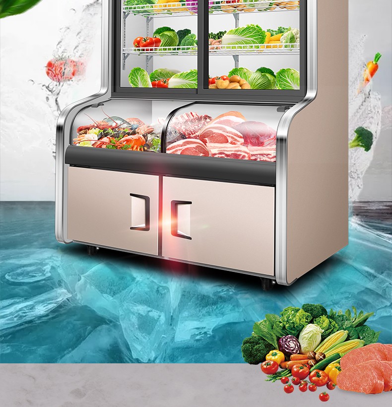 新飞frestec商用三温麻辣烫点菜柜饭店蔬菜烧烤冷藏冷冻玻璃门保鲜