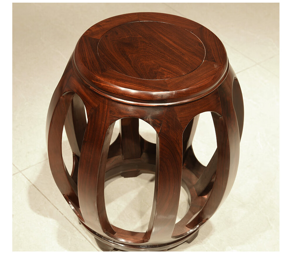 一舍非国标东非学名古夷苏木中式实木鼓凳圆凳矮凳休闲凳子仿古高