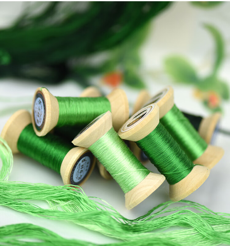 绣匠手工苏绣刺绣绣花桑蚕丝线缠花真丝绣线手工刺绣线轴水仙绿1号