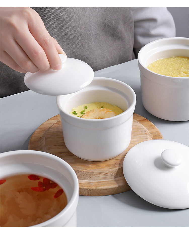 陶瓷隔水炖盅家用带盖隔水炖燕窝盅小号炖罐蒸蛋碗煲汤瓷盅 炖盅小号
