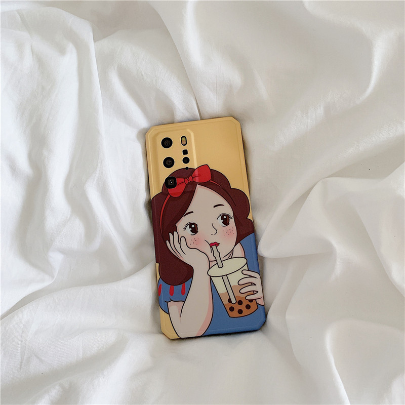喝奶茶公主适用华为mate30手机壳卡通mate30pro软壳硅胶华为p40pro