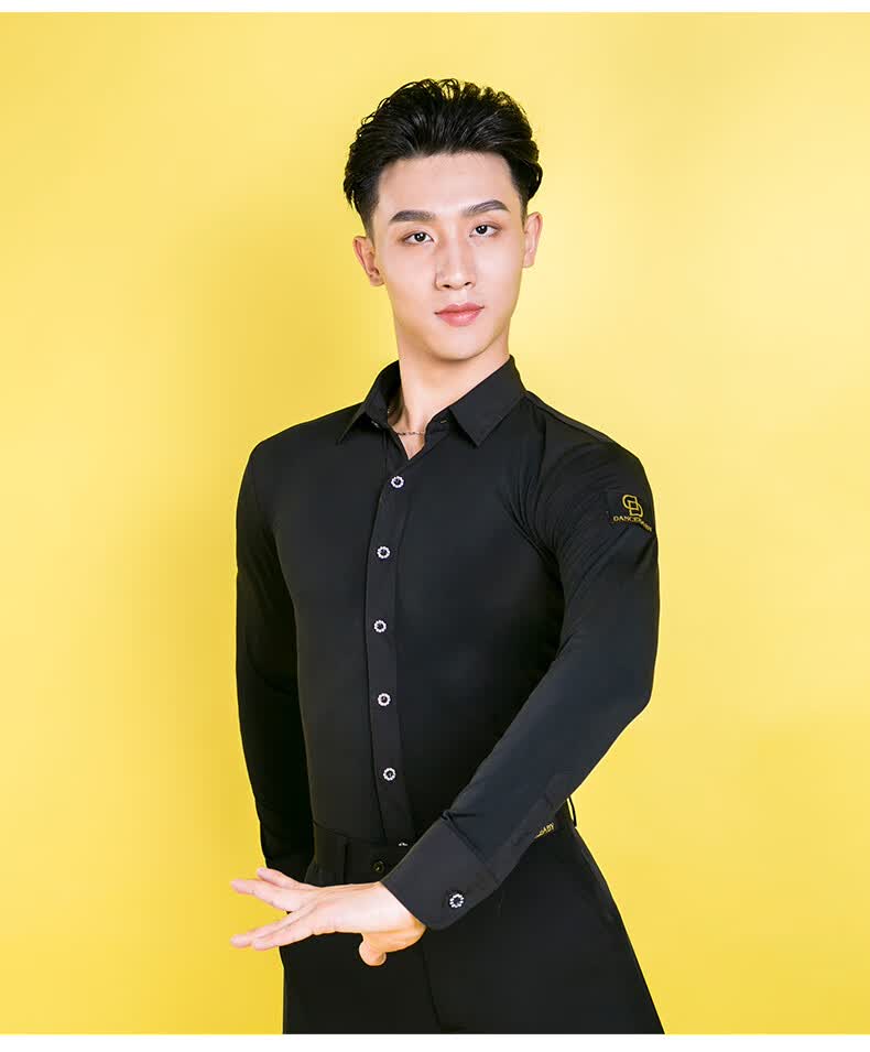 丹保罗国标舞服同款dancebaby拉丁舞服男练功服长袖上衣国标舞交谊舞