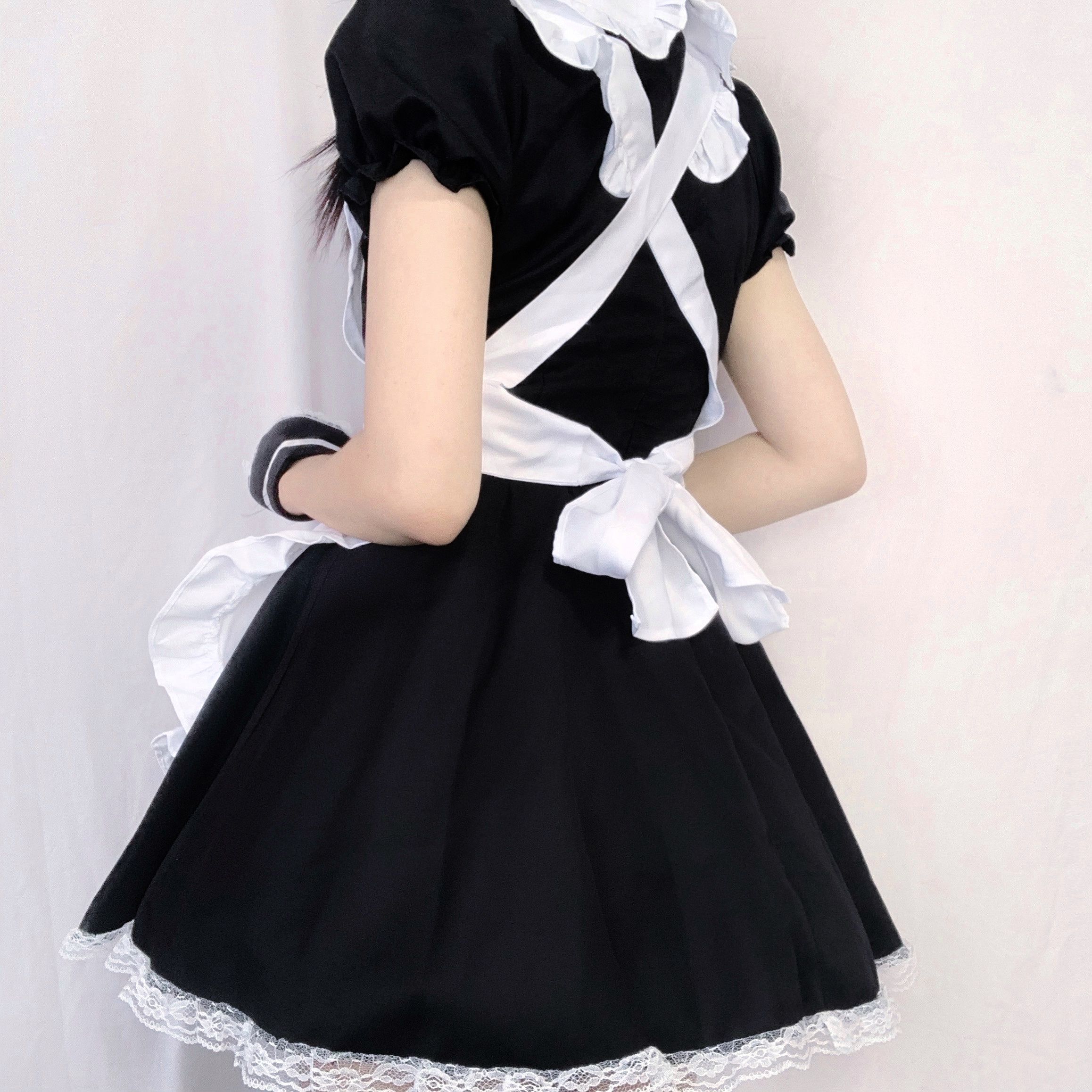 4xl女仆装日系大码女装性感cos洛丽塔裙可爱萌系猫女连衣裙白色丝袜