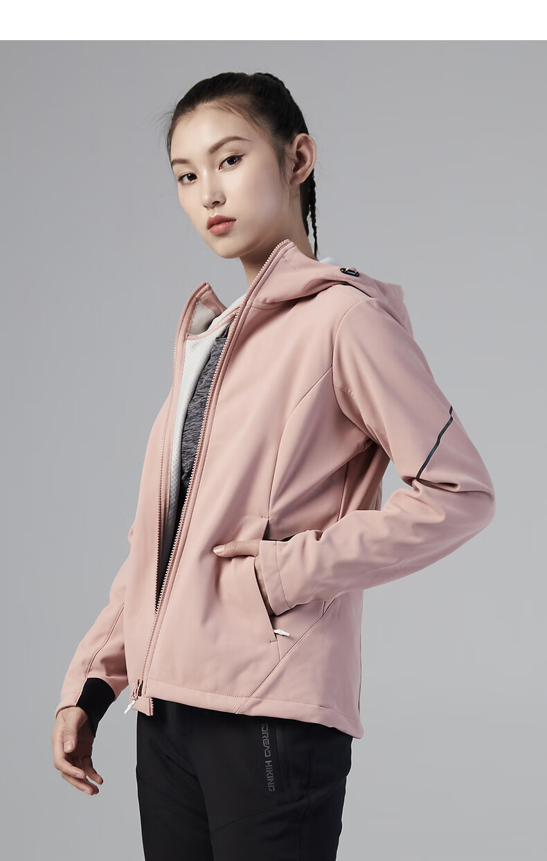 探路者外套女20秋冬新款保暖休闲上衣宽松ins潮春秋百搭抓绒外套 本白