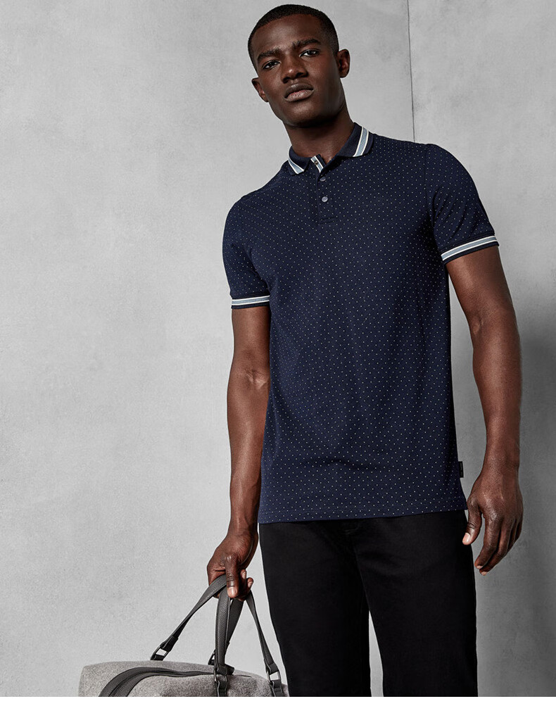 男装 polo衫 ted baker ted baker男士时尚圆点印花短袖polo衫 粉色 5