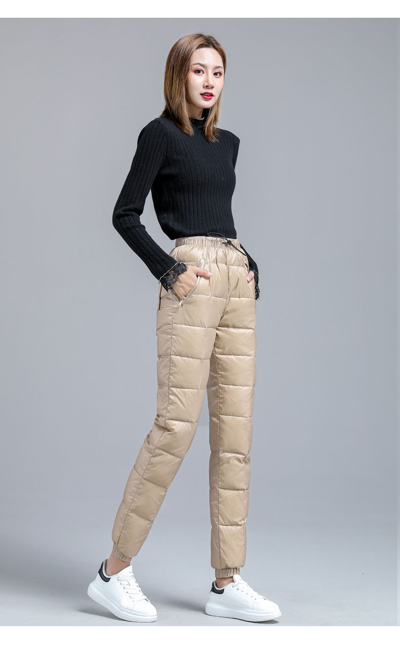 雅鹿 羽绒裤女外穿时尚休闲加厚鸭绒高腰显瘦冬20年新款女士保暖棉裤
