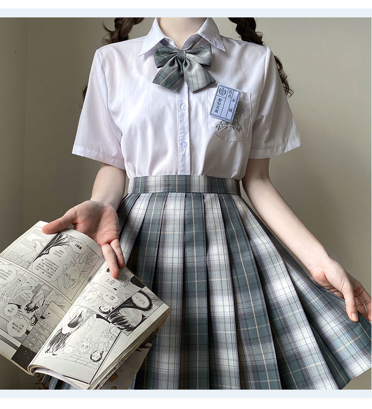 jk制服格裙校供学生百褶裙女夏季半身短裙42cm裙领结衣架名扎s
