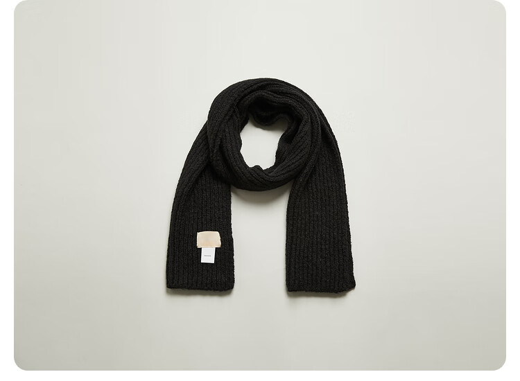 三福时尚小标韩版简约纯色围巾 冬保暖柔软针织围脖 797588 湖绿 均码