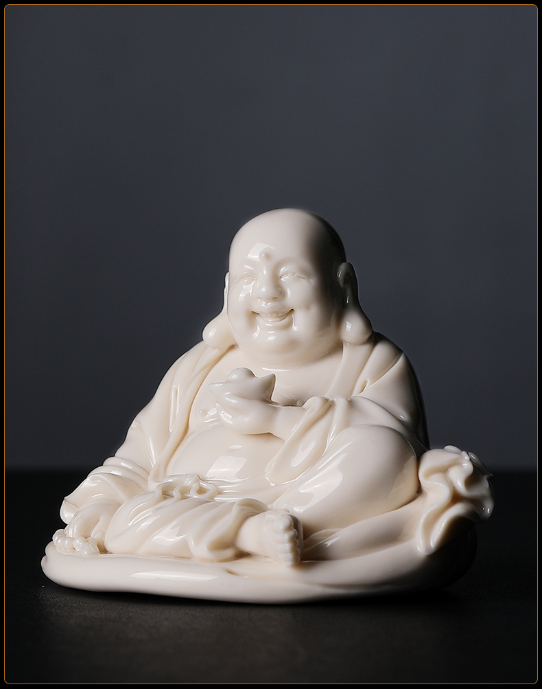 戴玉堂 实心自在弥勒佛像摆件陶瓷布袋弥勒佛笑佛大肚佛佛家用客厅