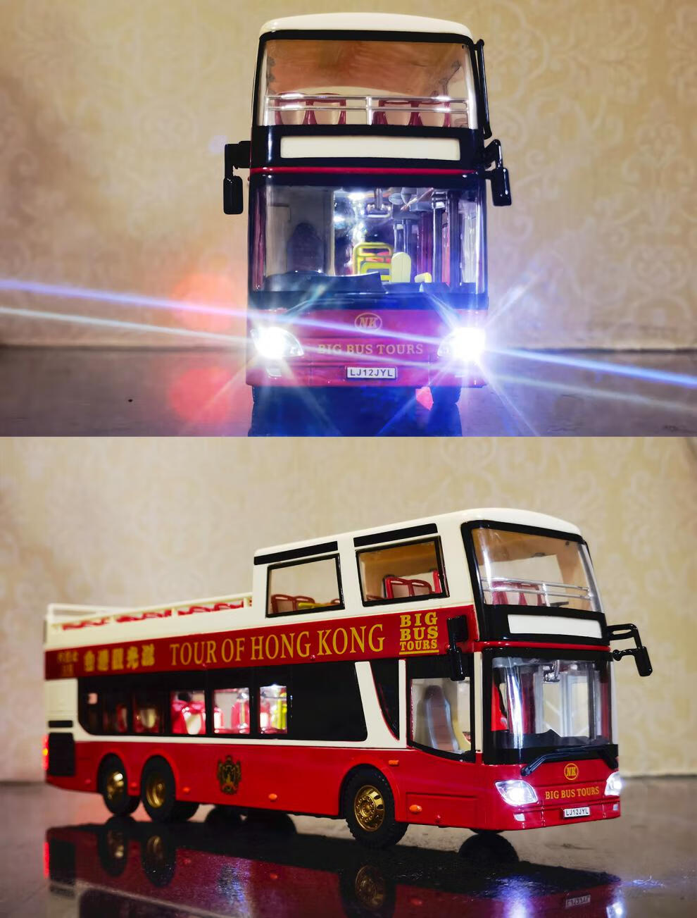 上海双层公交车模型1:43安凯客车观光巴士合金定制男孩儿童玩具大巴