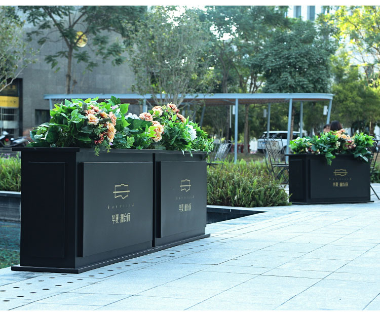 户外铁艺花箱售楼部外摆移动花盆金属花槽室外花架成品花池花坛 大t