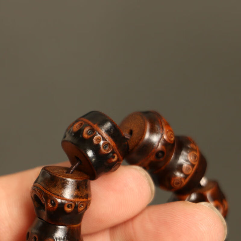 桓缘洋60京选严选】天然满钉紫竹根手串 手持男女款竹鞭竹制复古