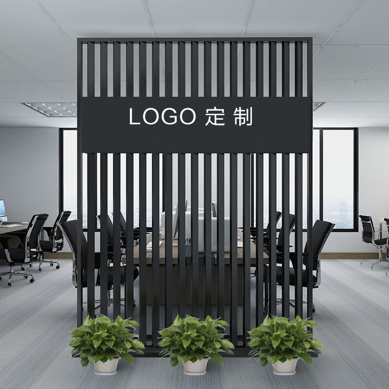 帝狼 定制办公室隔断墙公司玄关屏风logo背景墙前台进门格栅镂空形象