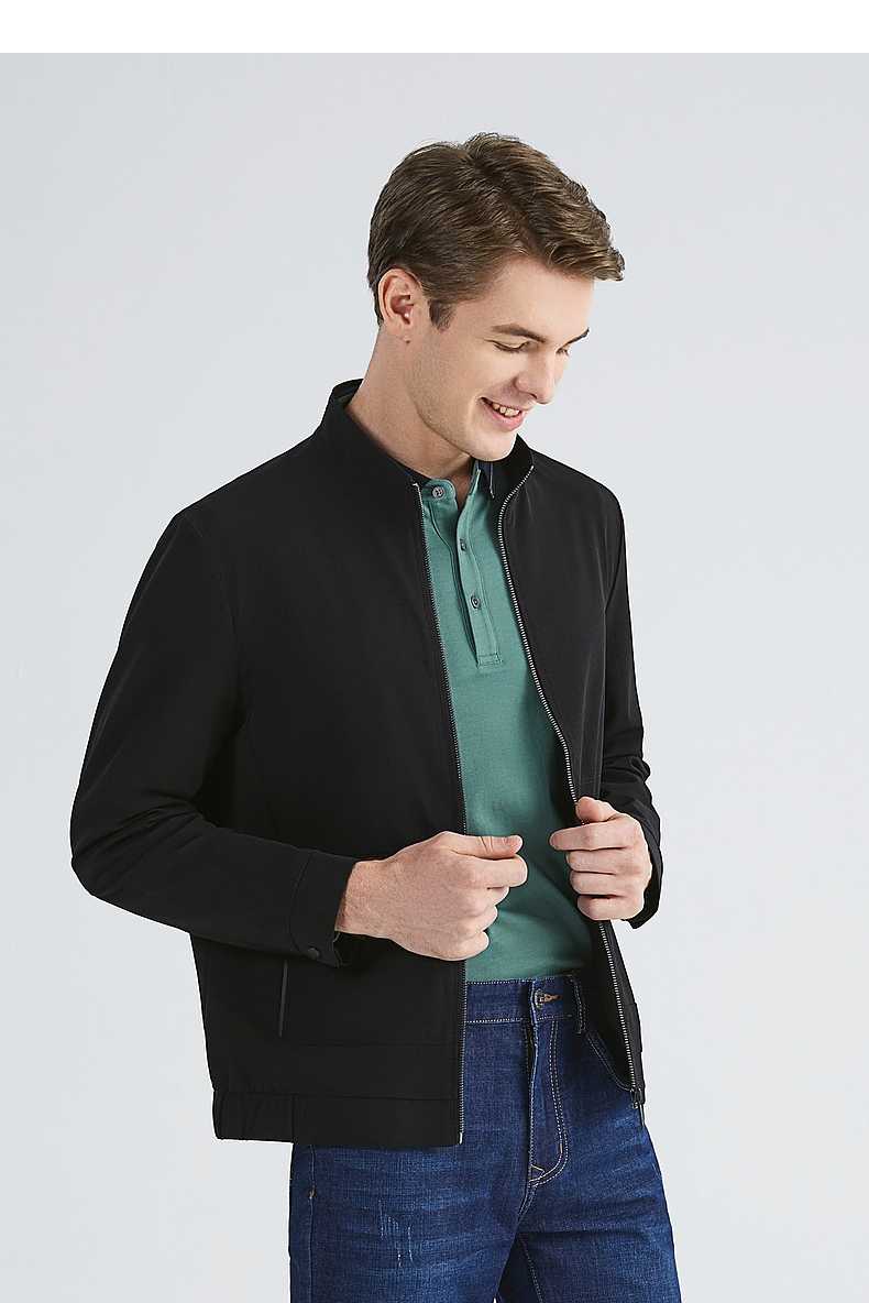 柒牌立领夹克男2022秋冬季新款男士商务通勤上班短款防风外套茄克衫