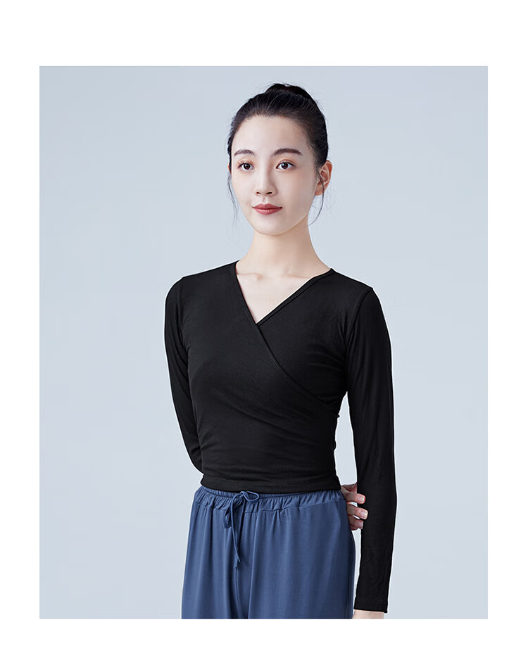 舞蹈服毛衣女秋冬长袖上衣芭蕾舞练功服现代舞服装外套基训形体服黑色