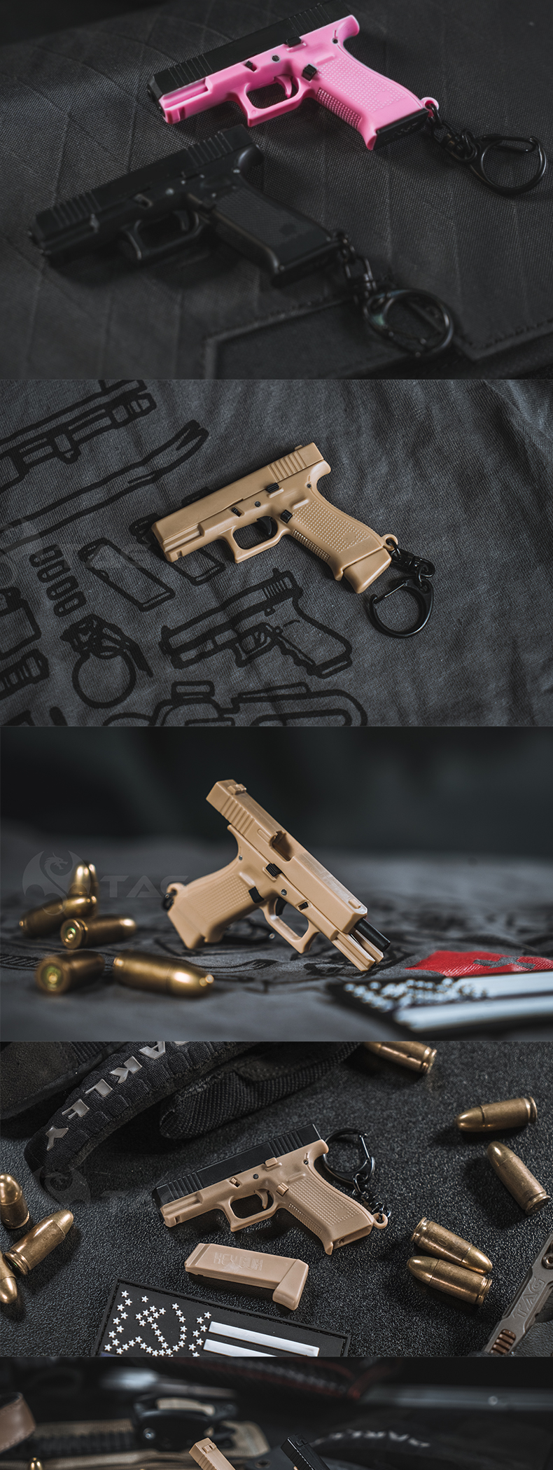 黑枪heygun格洛克4519x手炝13微缩模型不可发射小挂饰机能风挂件钥匙