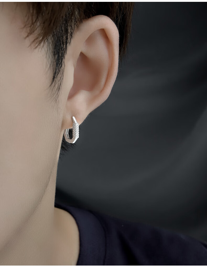 银耳环男潮流个性男款小众高级感轻奢男生耳饰简约百搭男士耳钉s925银