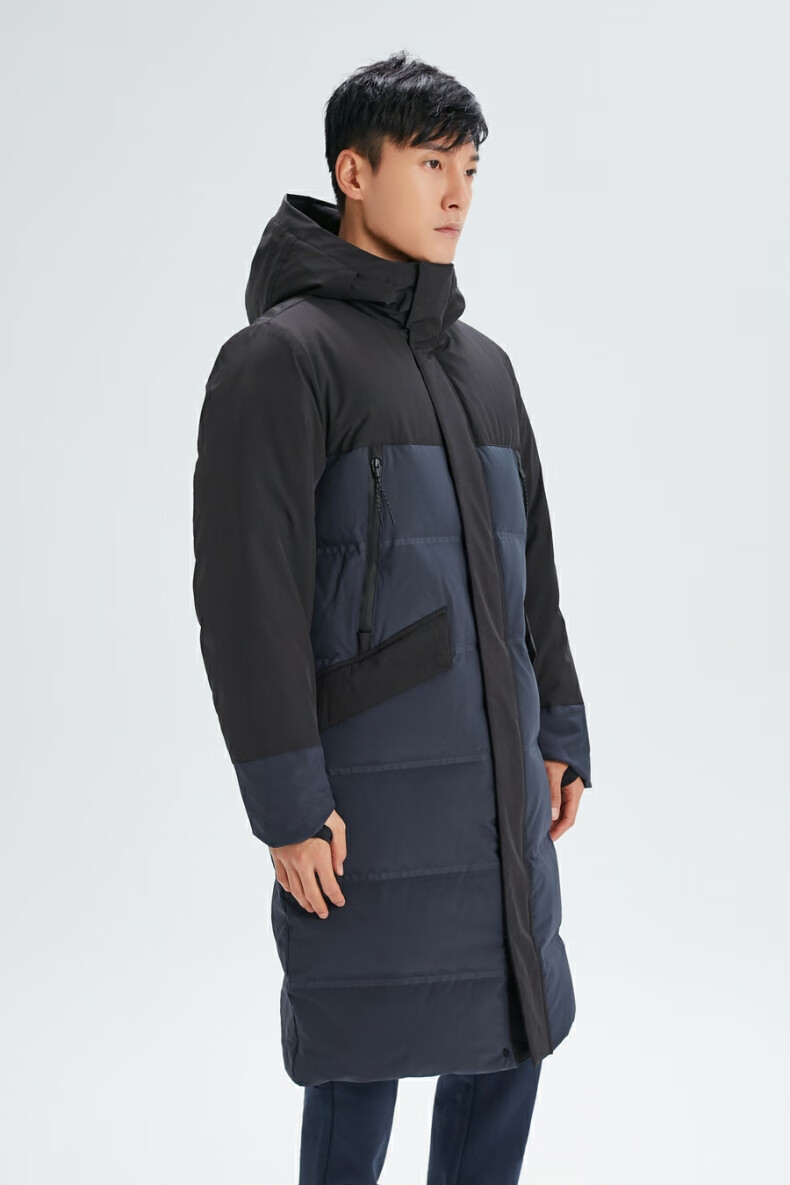 nautica诺帝卡男装2020秋冬空气锁科技撞色长款羽绒服jm04724dn深藏青