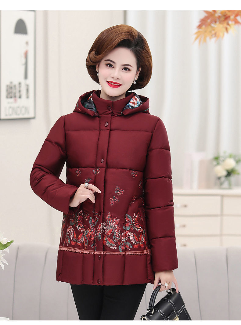 冬装棉衣外套秋冬休闲短款中老年加厚保暖棉服大码修身棉袄 深红色 xl
