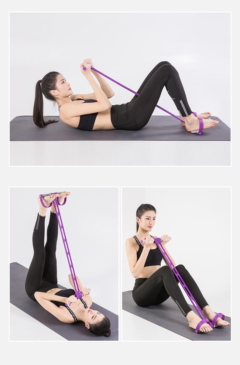 joinfit脚蹬拉力器 家用健身卷腹仰卧起坐辅助训练器材 四管款-粉色