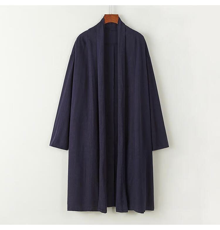 道袍汉服改良汉服中式唐装中长款亚麻棉道袍长袍风衣开衫男青年民族