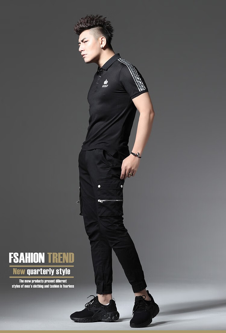 赫尔哈顿ectorhardenpolo衫男新款夏季男装时尚翻领修身短袖t恤休闲体