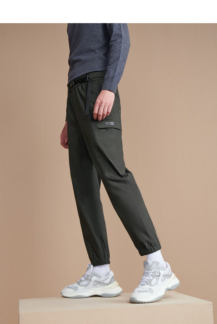 hla海澜之家休闲裤秋季时尚腰带大口袋工装风工装裤hkcad3q266a 深绿