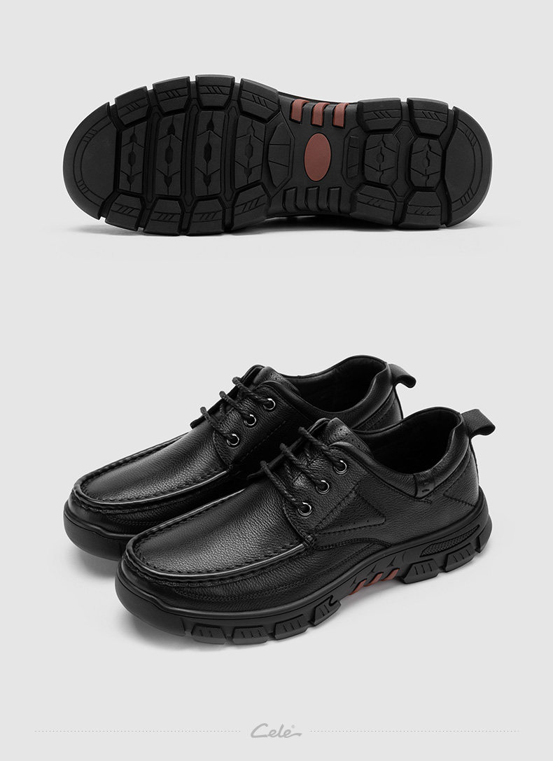 cele策乐大头皮鞋男厚底耐磨户外工装鞋防滑休闲鞋低帮马丁鞋百搭男鞋