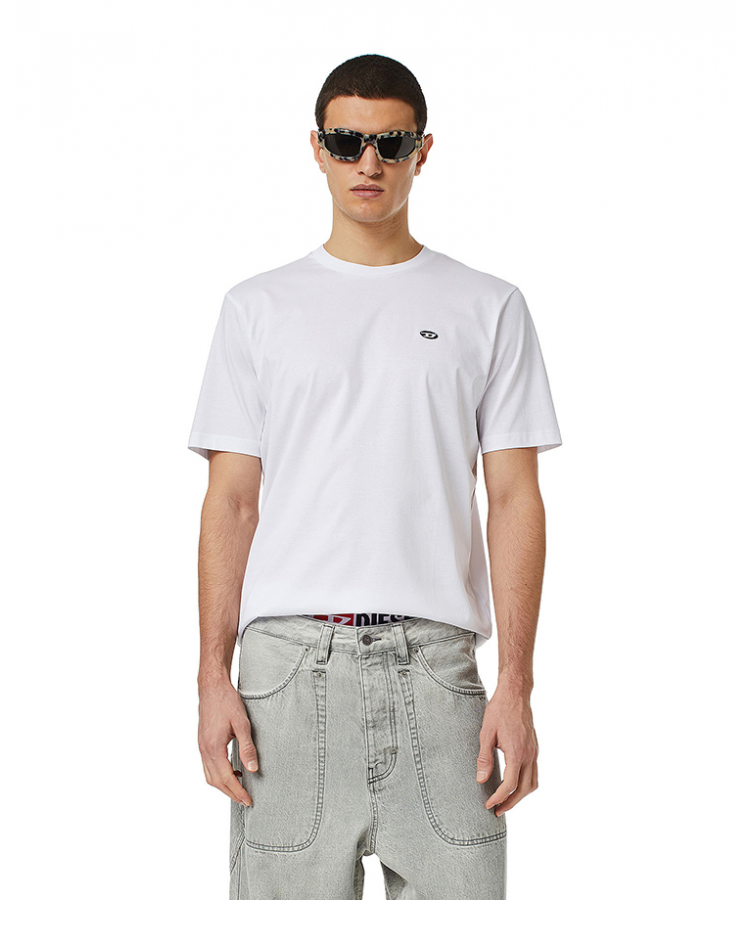 diesel迪赛2022春夏新品情侣款时尚纯色logo贴片t恤a038190dean9xxs