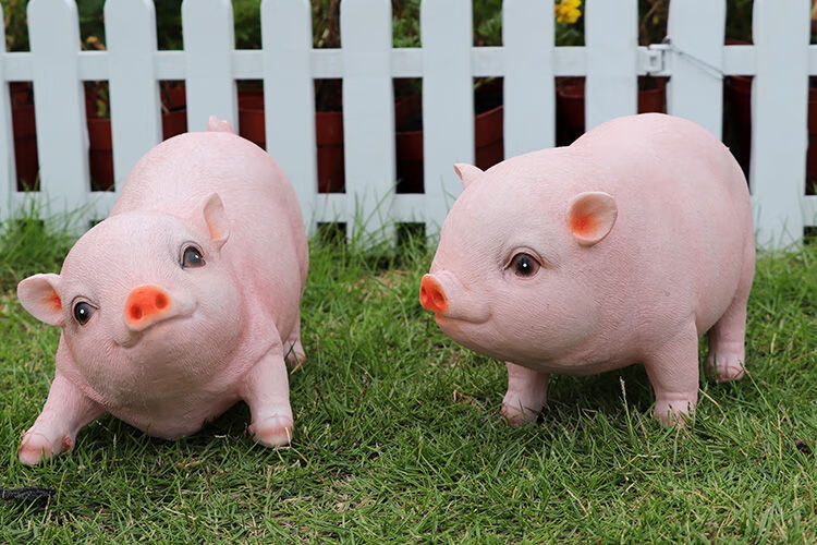 创意园林小品仿小猪室内桌面摆件庭院雕塑可爱个性礼品动物模型站立