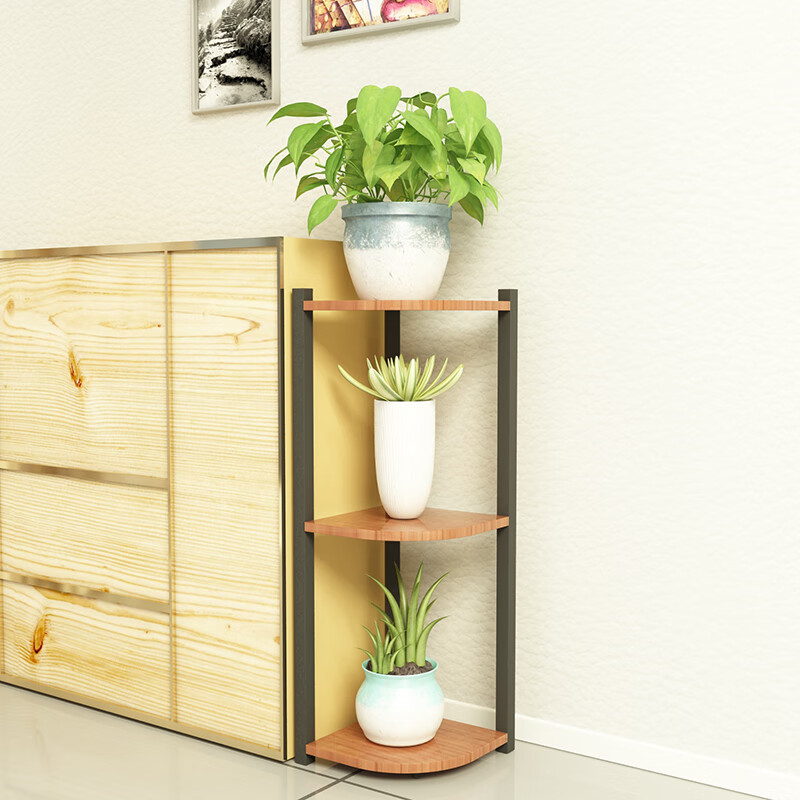逸德居 转角花架 墙角花架转角置物架三角多层墙角花架客厅室内多肉