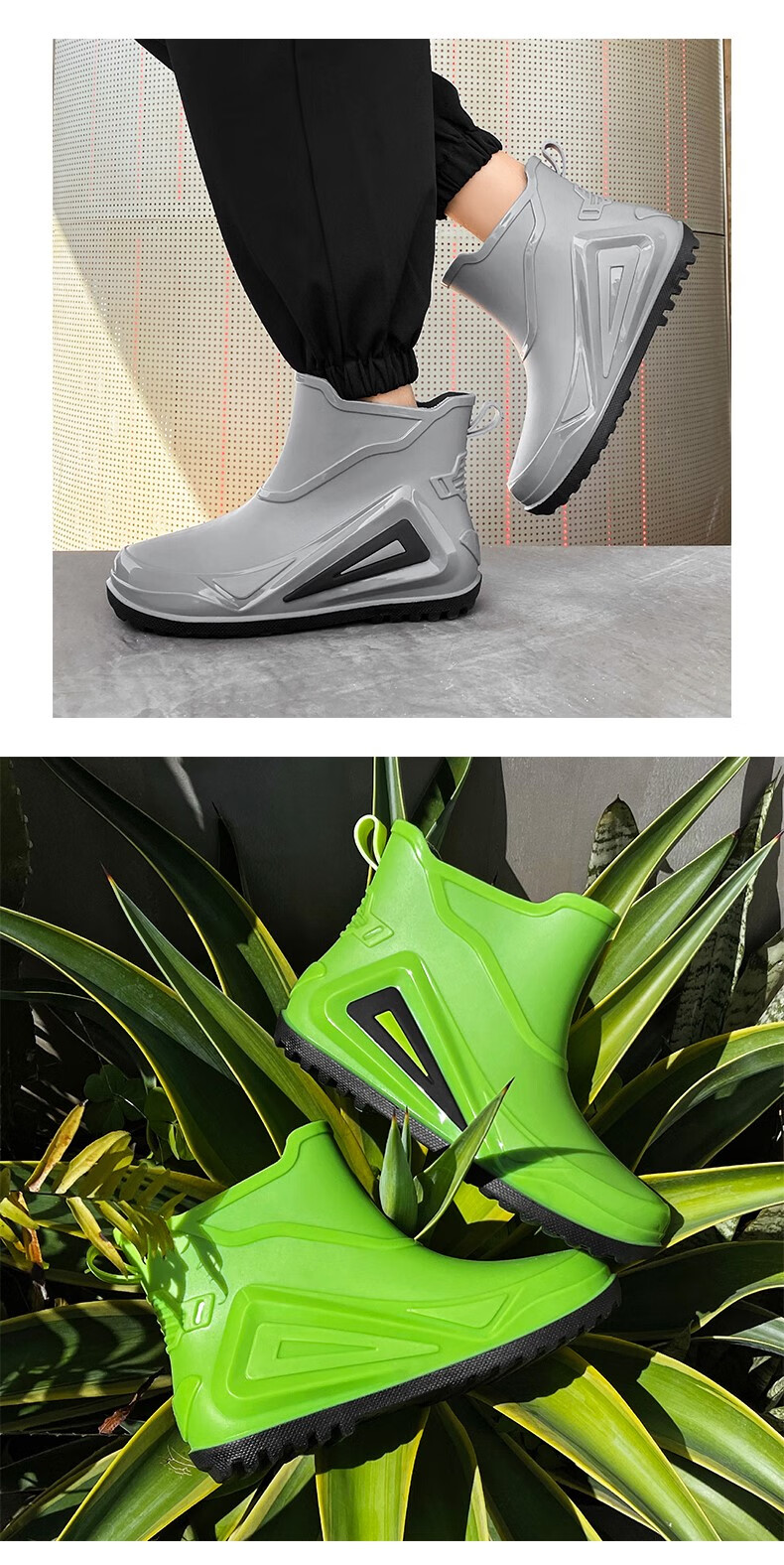 男士时尚外穿雨鞋机车外卖骑手防滑耐磨防水短筒雨靴男加绒胶鞋潮