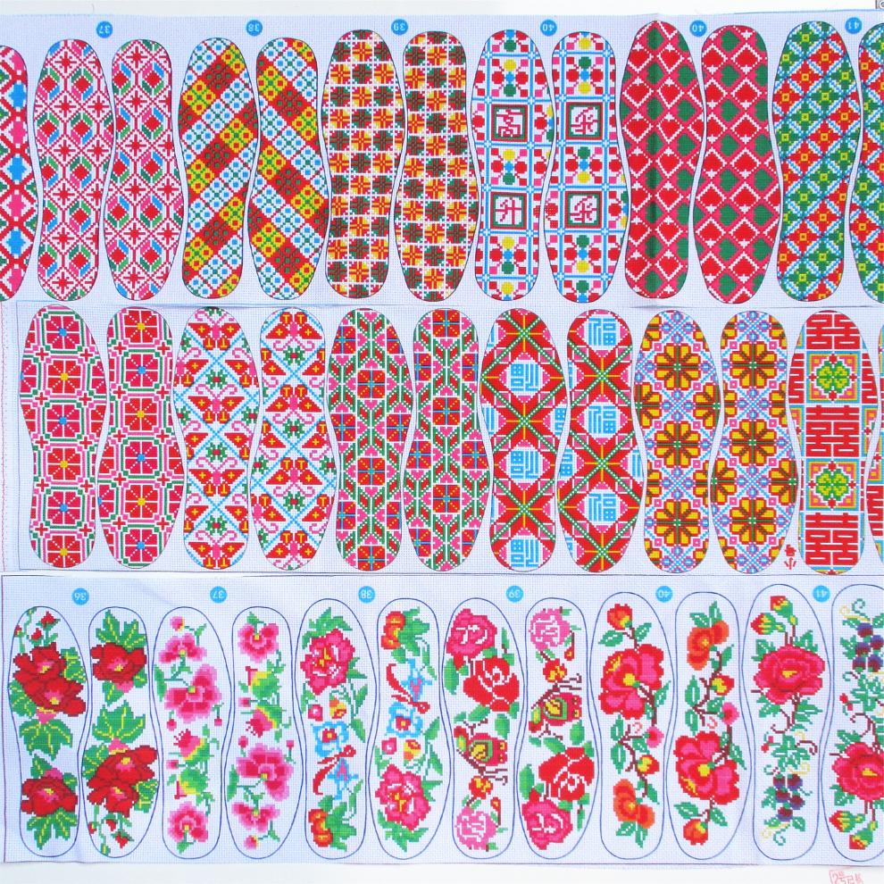 印花布料男diy手工中格绣布格子布鞋垫布面花样花草33643混码其它尺码