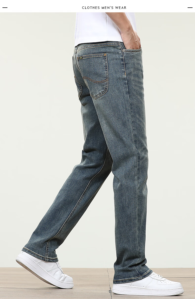 aemape美国苹果高端夏季薄款复古蓝灰色牛仔裤男士直筒宽松男裤复古