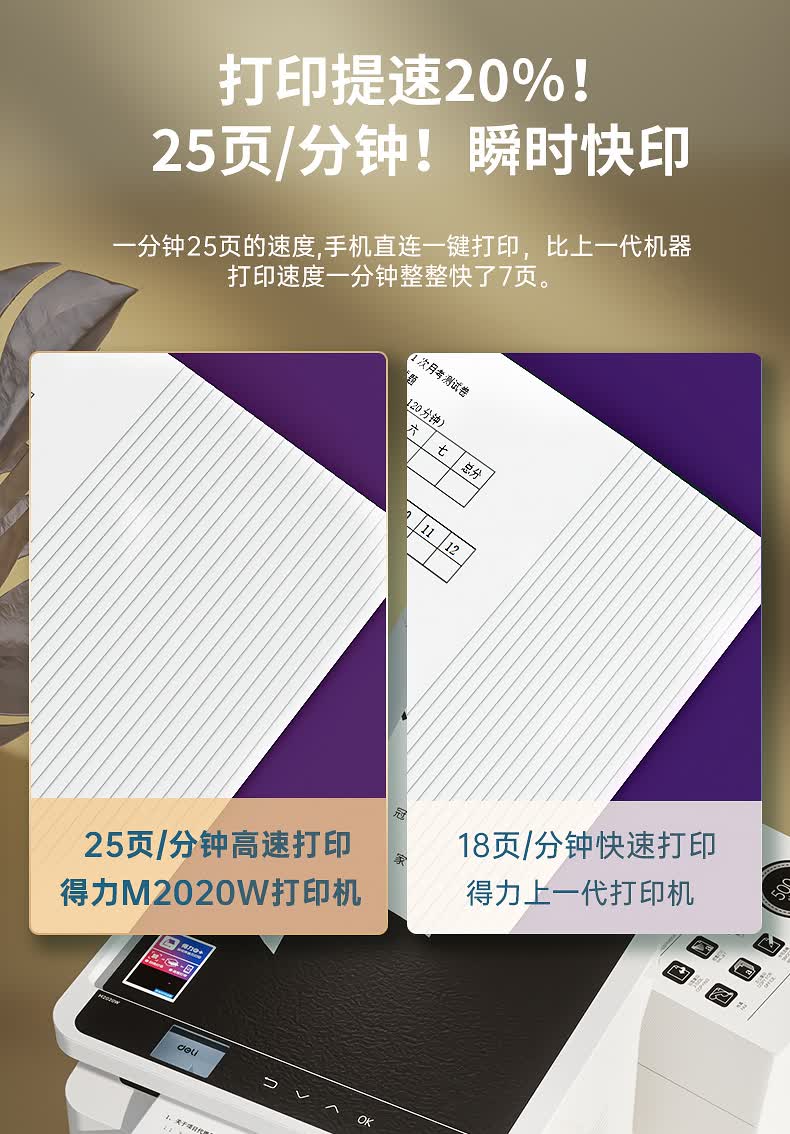 得力delim2000dw三合一系列黑白激光高速打印机无线wifi自动双面打印
