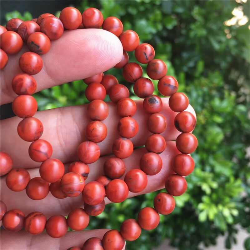 华花弥(huahuami)南红玛瑙四川凉山瓦西九口铁皮黄皮包浆带原皮佛珠
