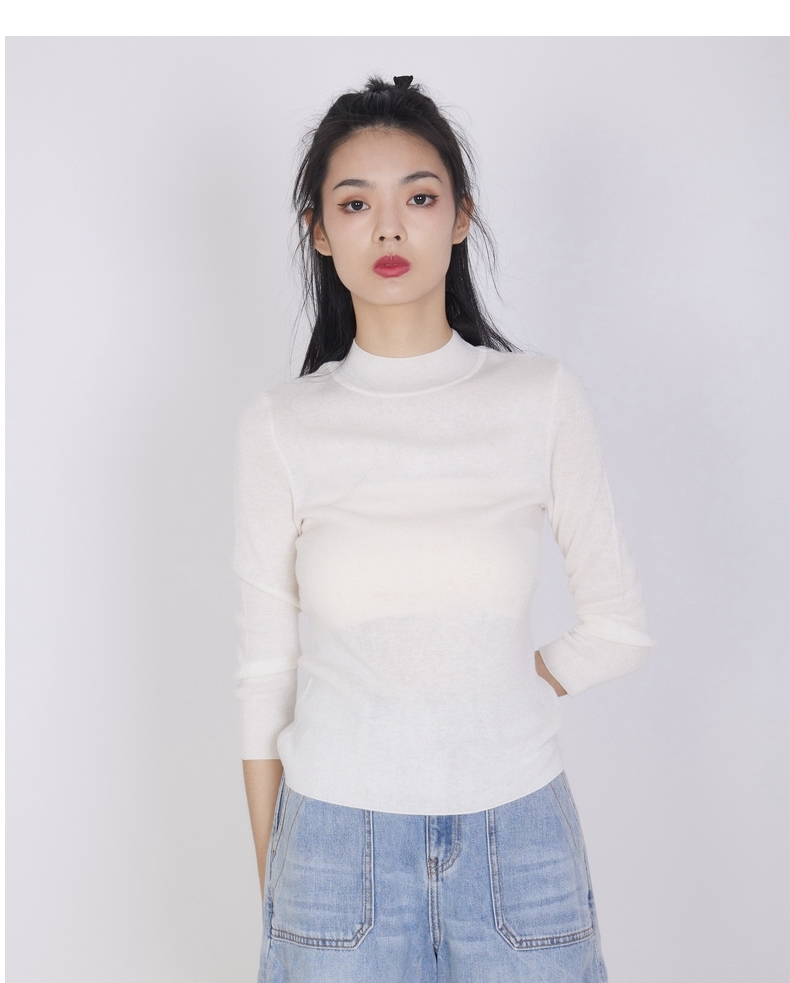 婉甸象牙白毛衣套头衫2022秋季新女装长袖毛衣羊毛修身1213w02rs1象牙