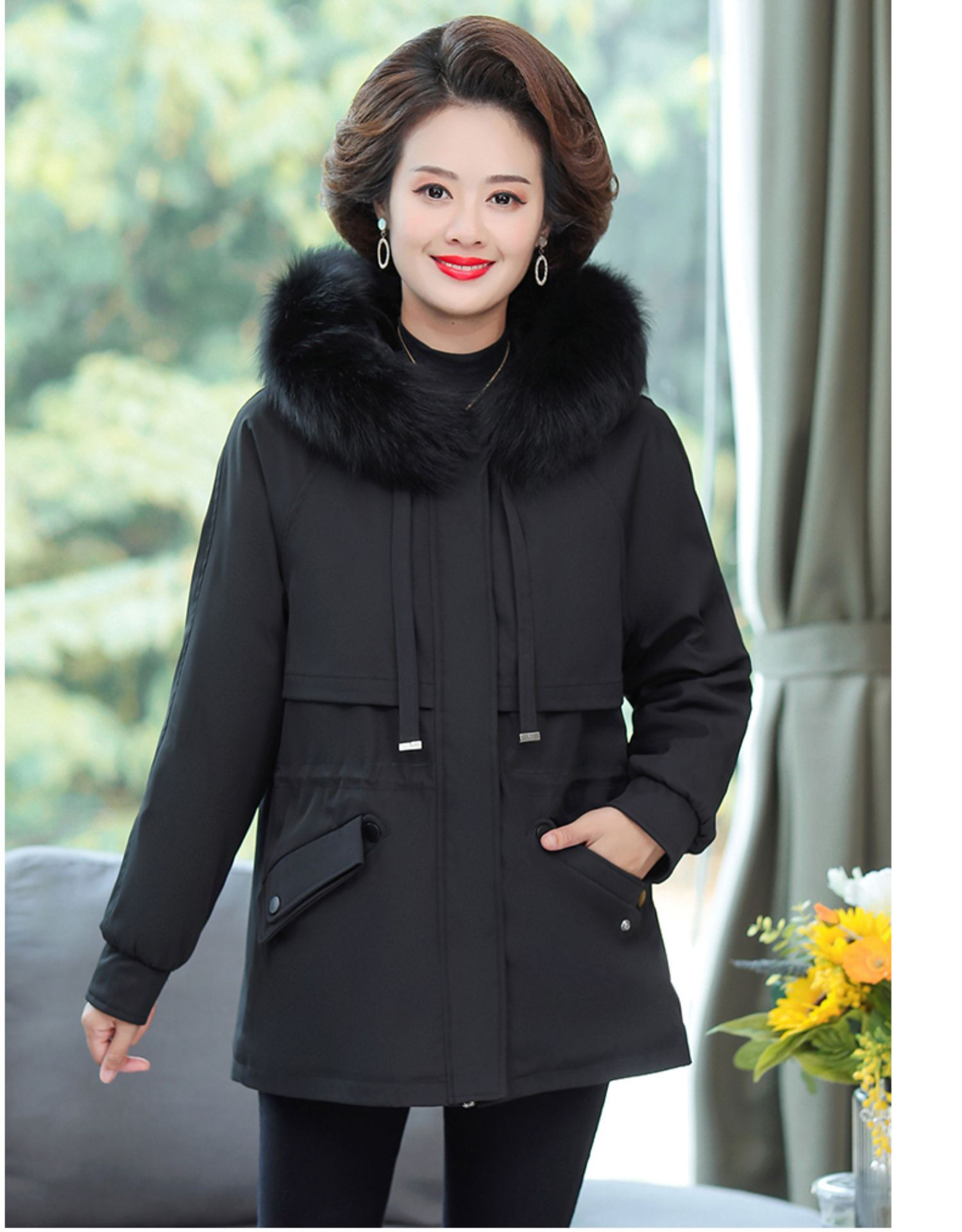 波司登旗下雪中飞中年妈妈外套女秋冬派克服加绒加厚中长款羽绒棉服中