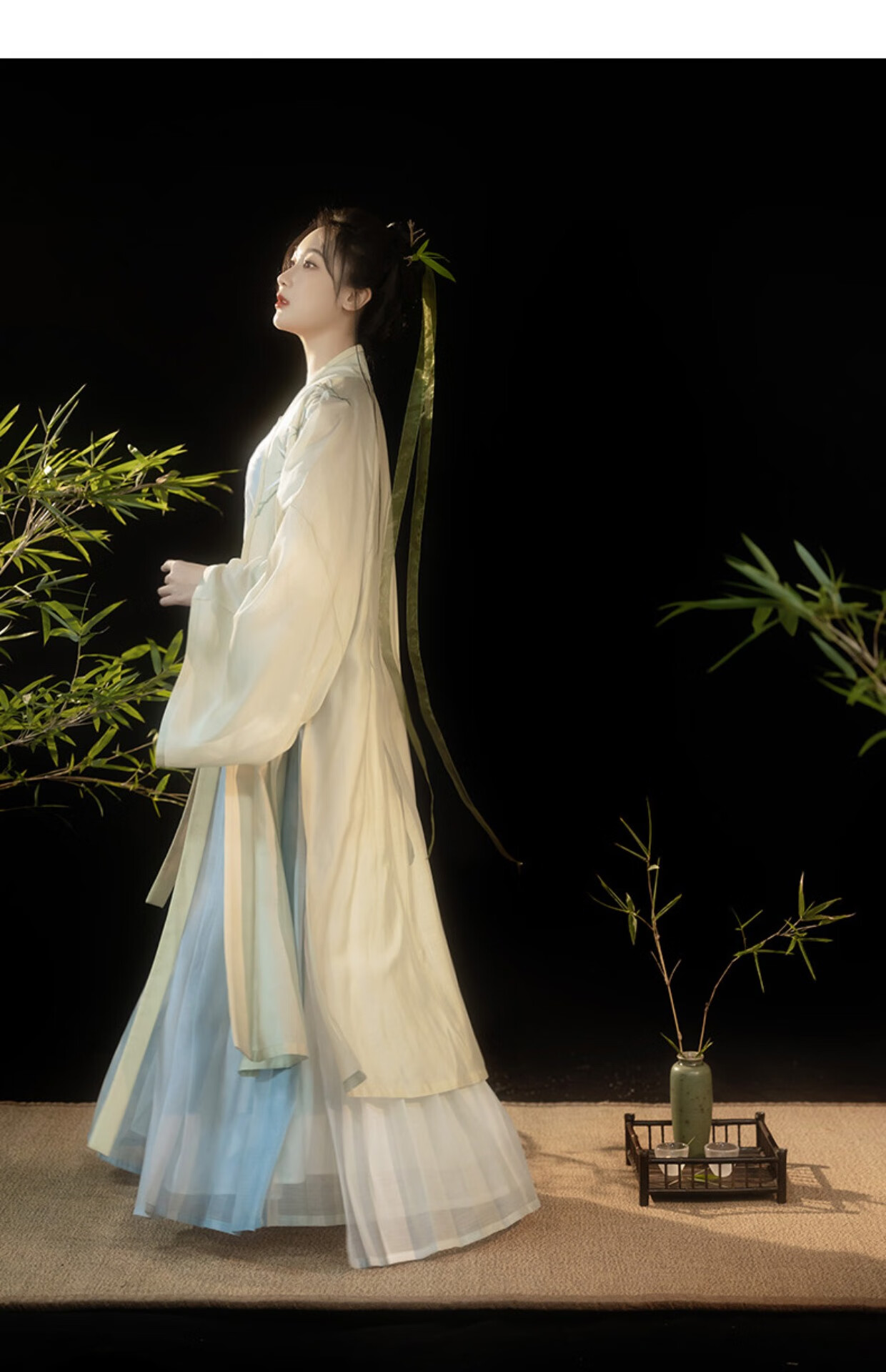 若竹宋制天丝褙子日常汉服夏款清冷气质仙竹子刺绣女 衬裙(用于打底