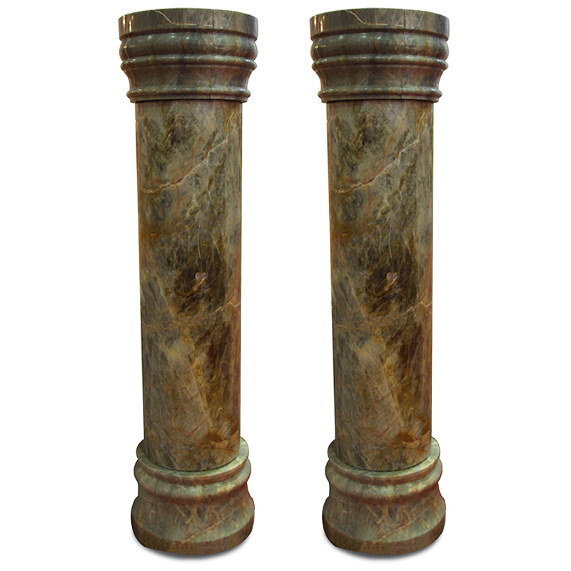 天然大理石 雨淋绿抛光柱圆柱实心 别墅装饰石材柱子