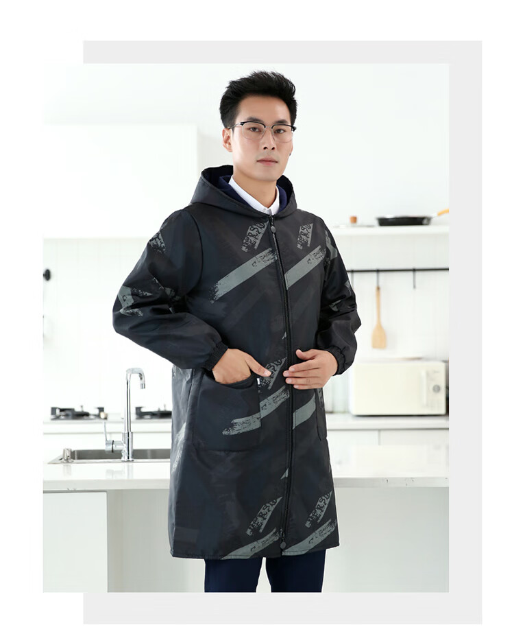 超大码罩衣工作服长袖大褂男冬季男士罩衣工作服防水防油加厚款加绒带